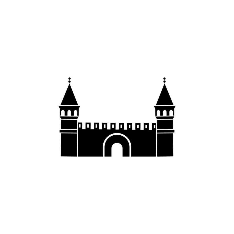 torens en muur met poorten vector icoon illustratie