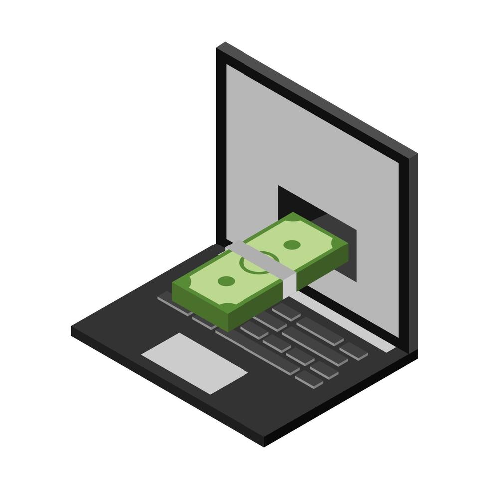 doneer online geld op isometrische laptop vector