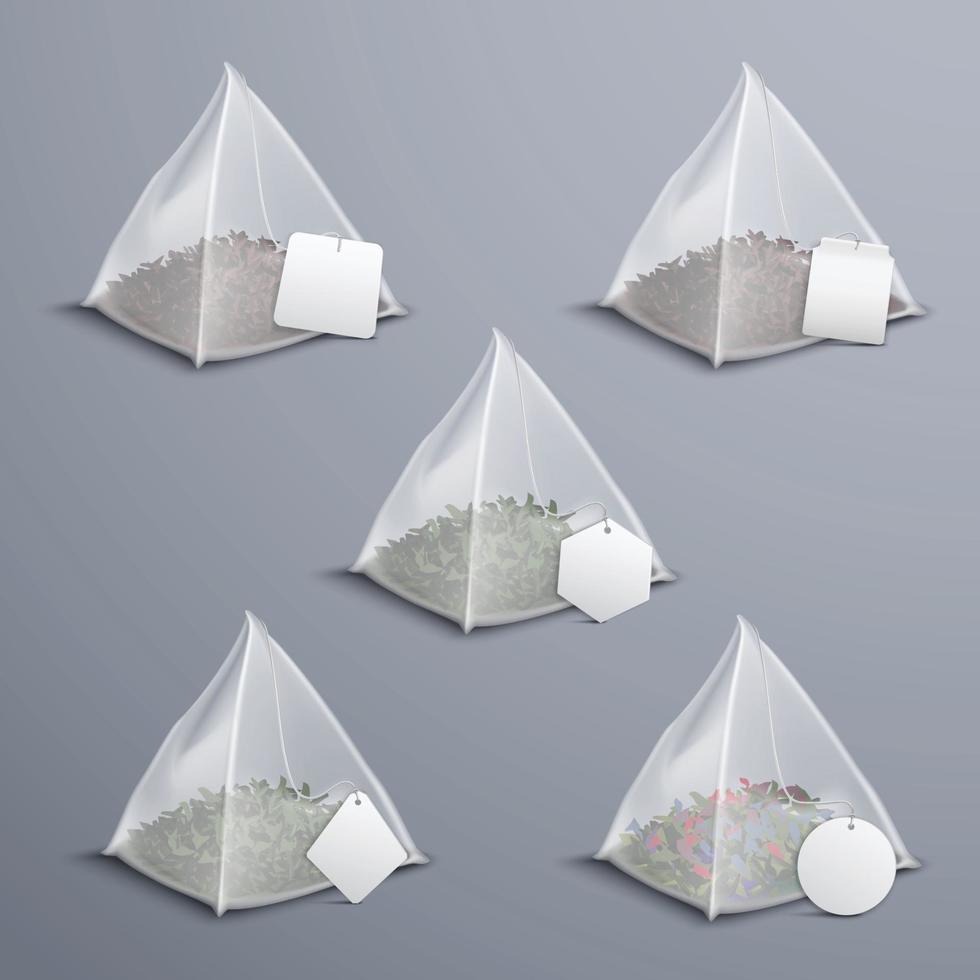 piramide theezakjes realistische set vectorillustratie vector