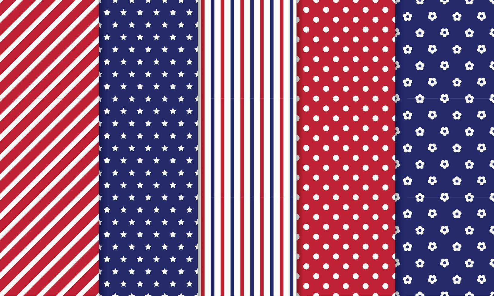 naadloos meetkundig patronen reeks in rood blauw Amerikaans Verenigde Staten van Amerika vlag kleur vector