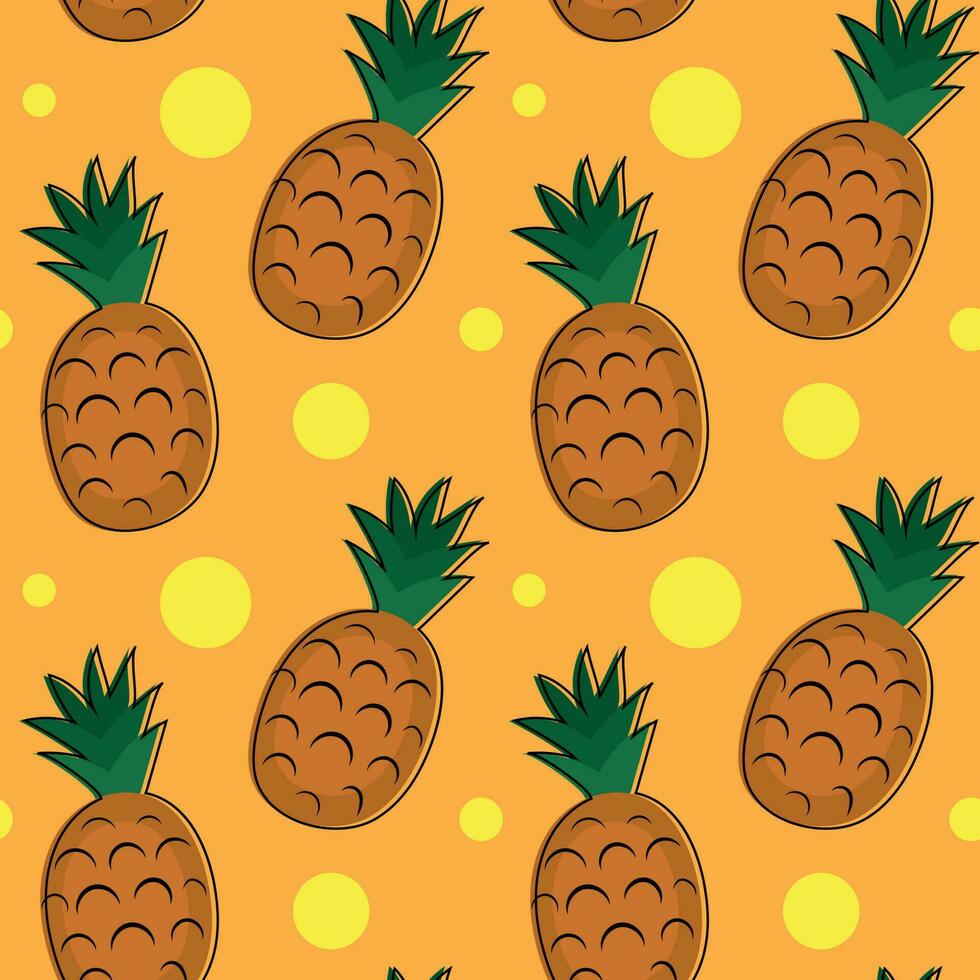 naadloos helder patroon met tekenfilm ananas vector