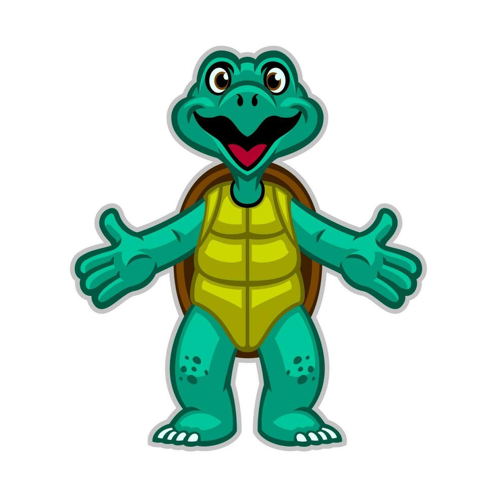 schattig tekenfilm van groen schildpad mascotte logo vector