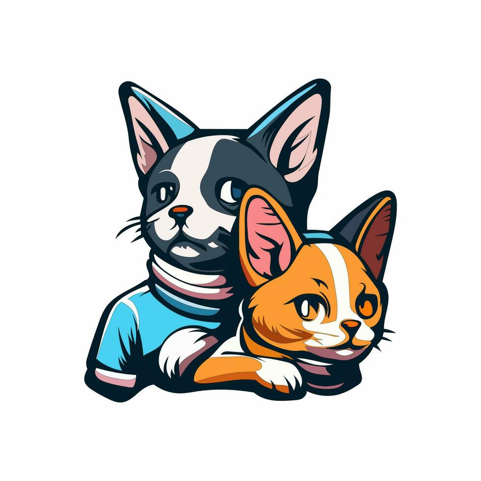 kat en hond tekenfilm vector