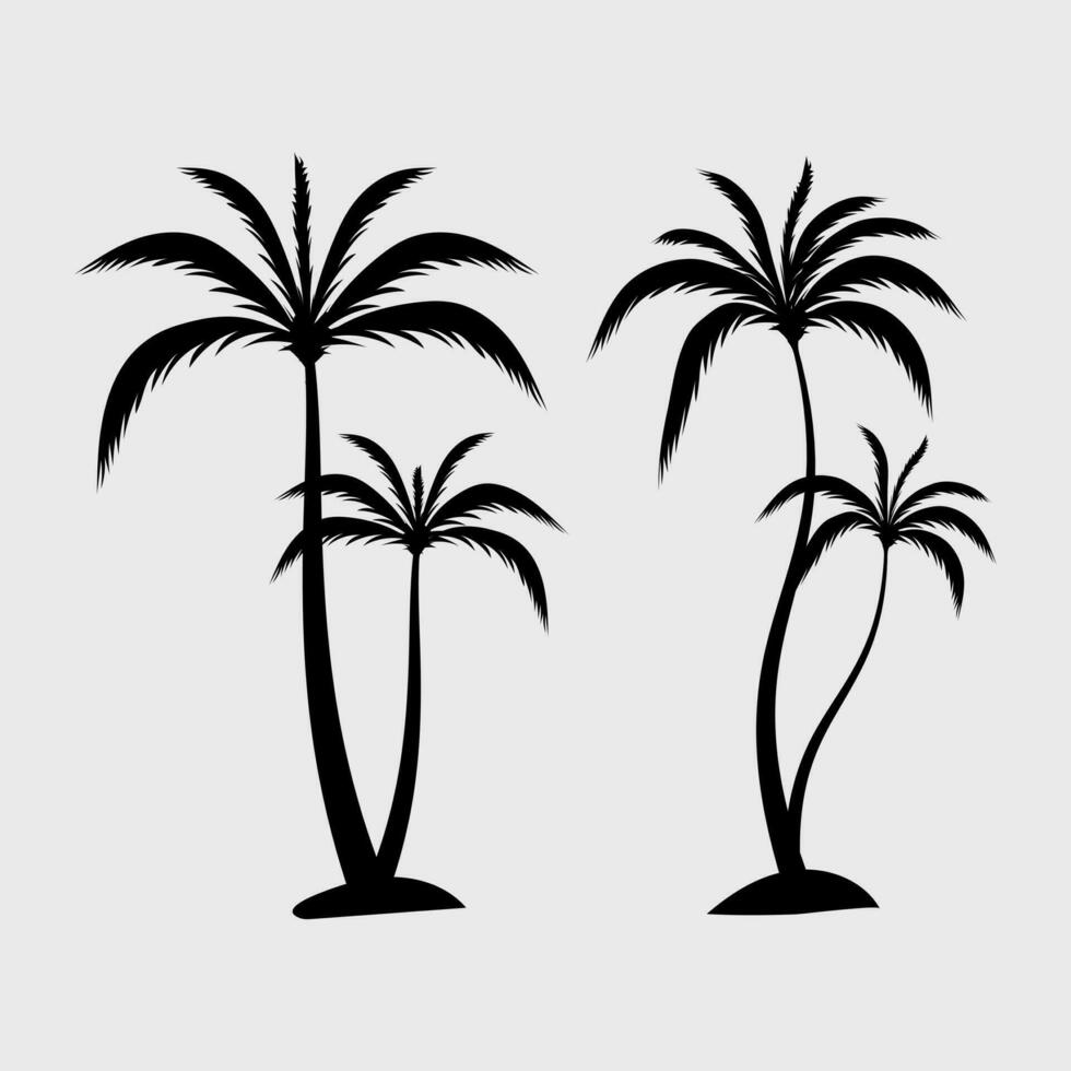 een tekening van twee palm bomen met de woord palm Aan de bodem vector