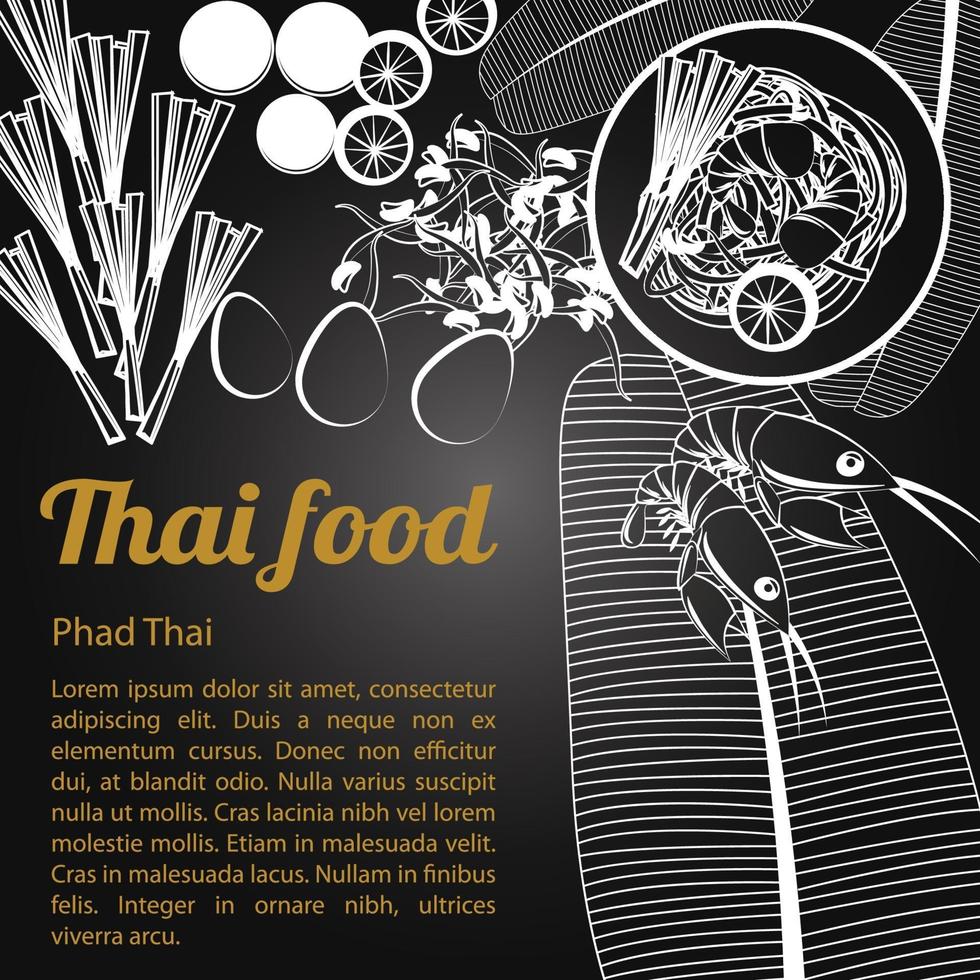 geïsoleerd Thais eten menu phad thai vector