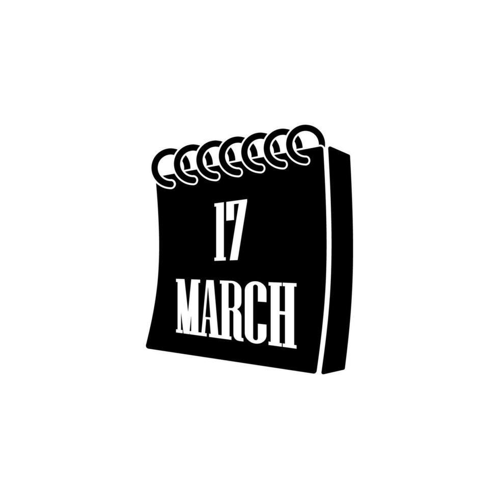 kalender, maart 17 vector icoon illustratie