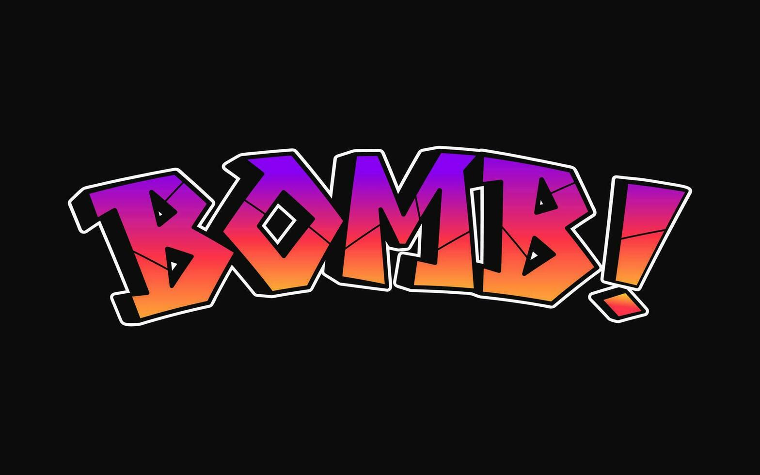 bom - single woord, brieven graffiti stijl. vector hand- getrokken logo. grappig koel trippy woord bom, mode, graffiti stijl afdrukken t-shirt, poster concept
