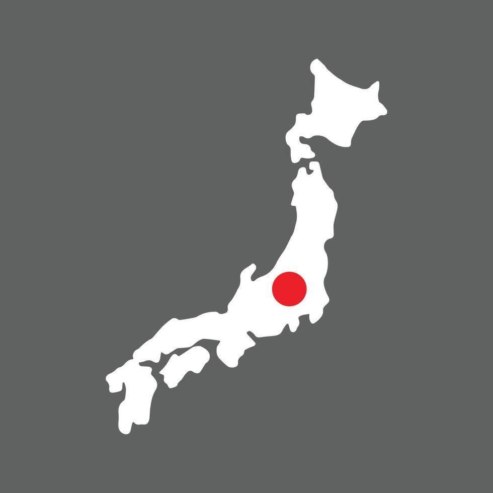 Japan kaart met rood zon Aan grijs achtergrond. vector illustratie.