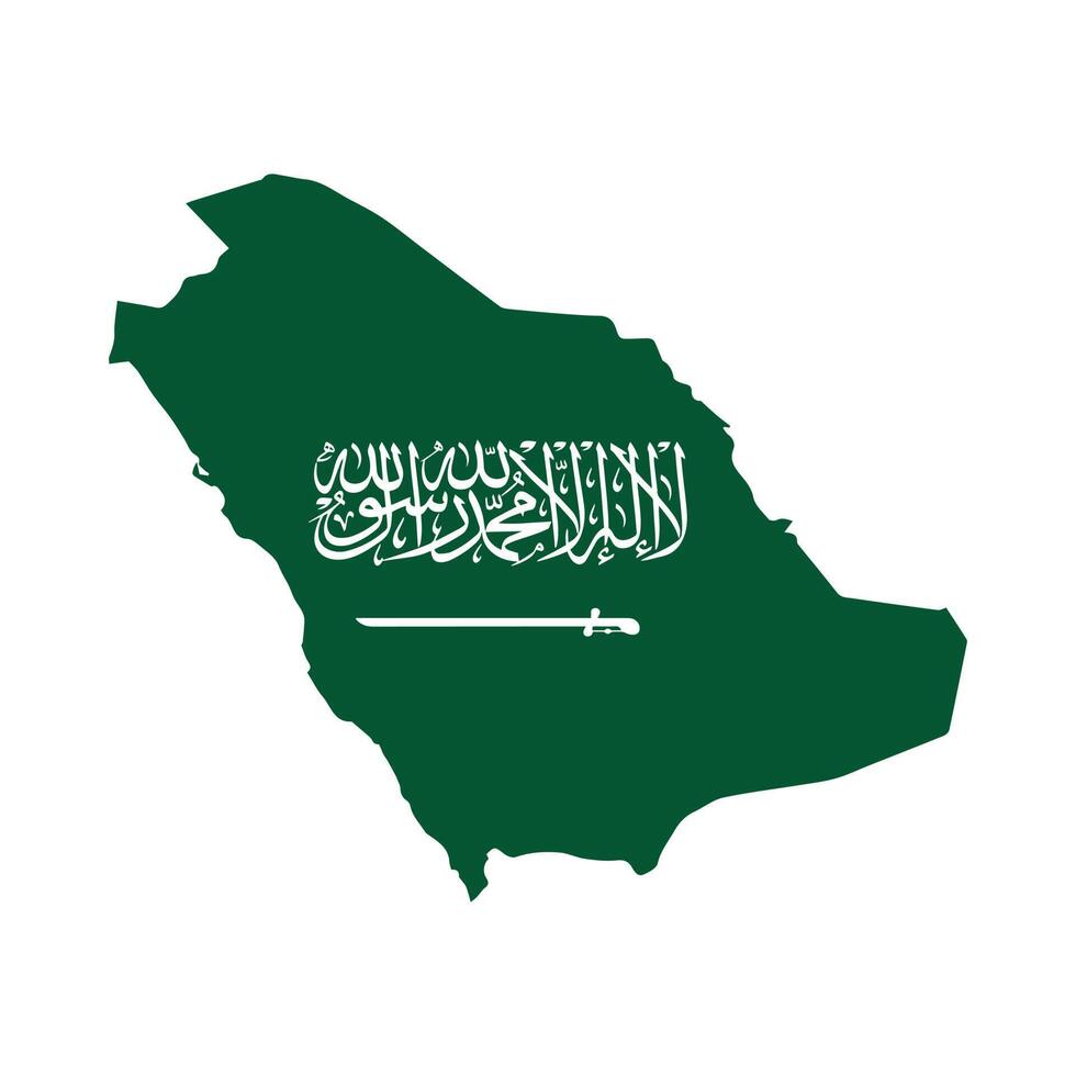 saudi Arabië kaart met vlag Aan een wit achtergrond. vector illustratie.