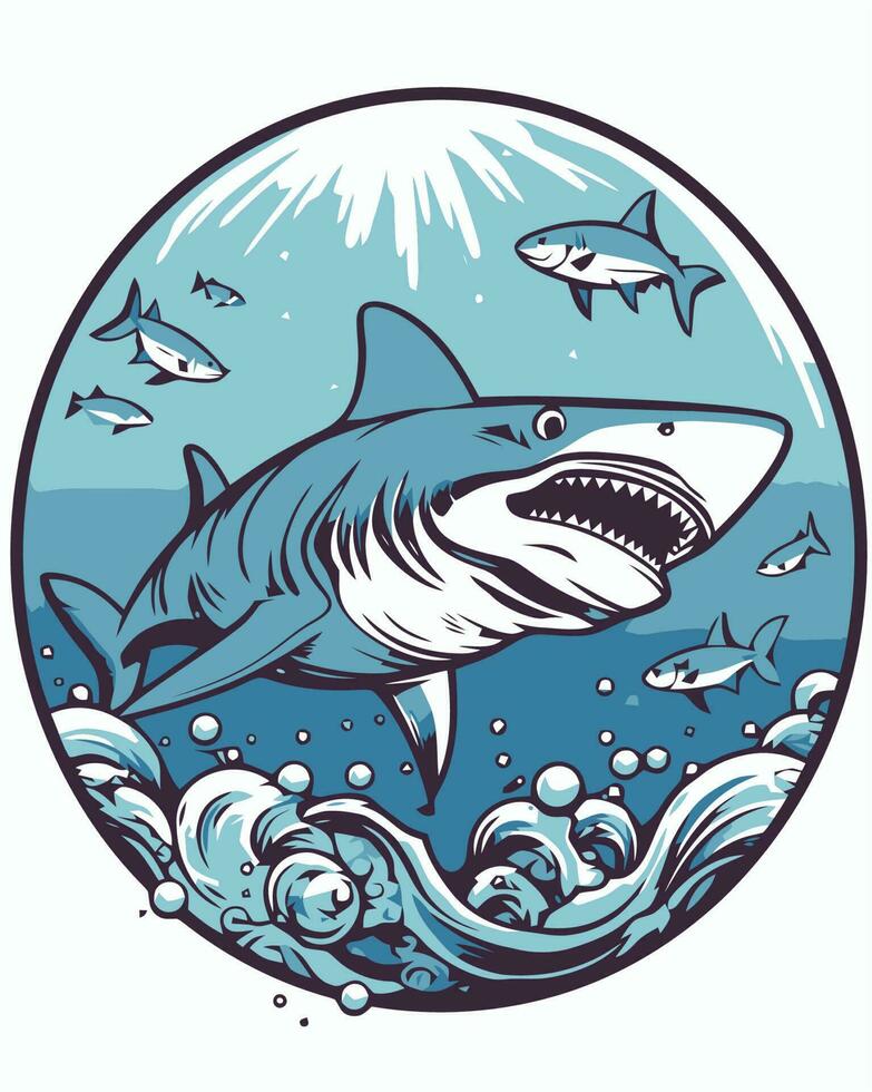 haaien zwemmen illustraties vector