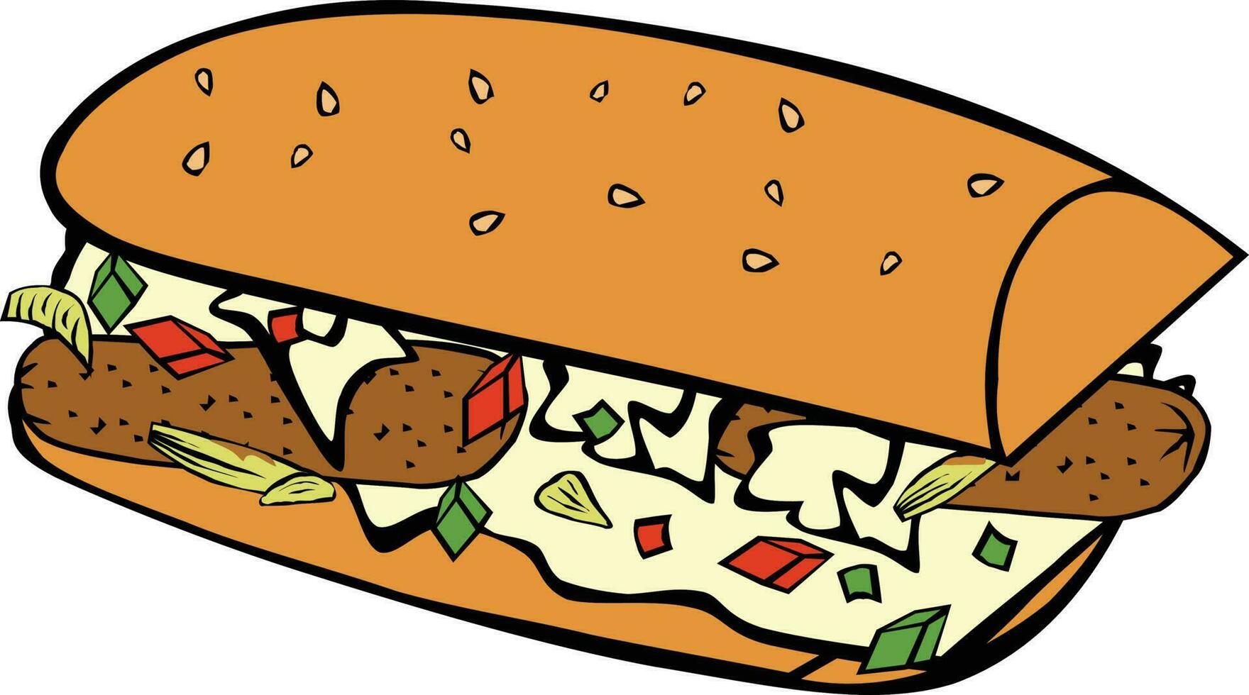 belegd broodje sub illustratie vector