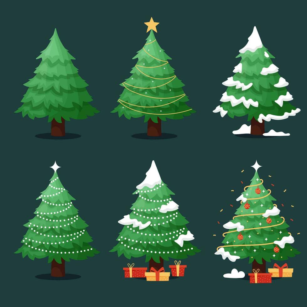 set kerstbomen vector