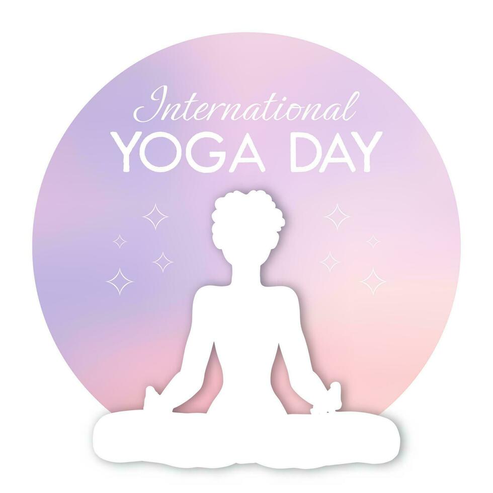 Internationale yoga dag met vrouw in yoga houding vector