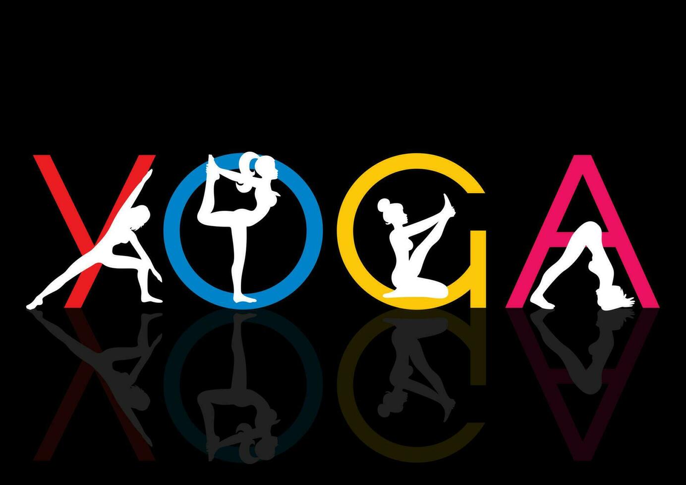 yoga achtergrond met vrouwtjes in divers yoga poses vector