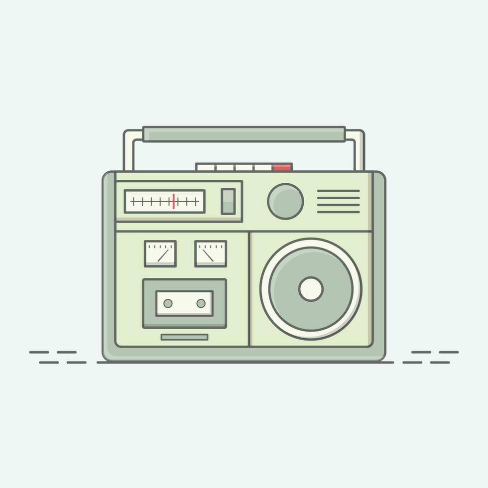 minimalistische retro boombox icoon conus opnemer cassette speler retro wijnoogst 90s 80s nostalgie tech muziek- vector