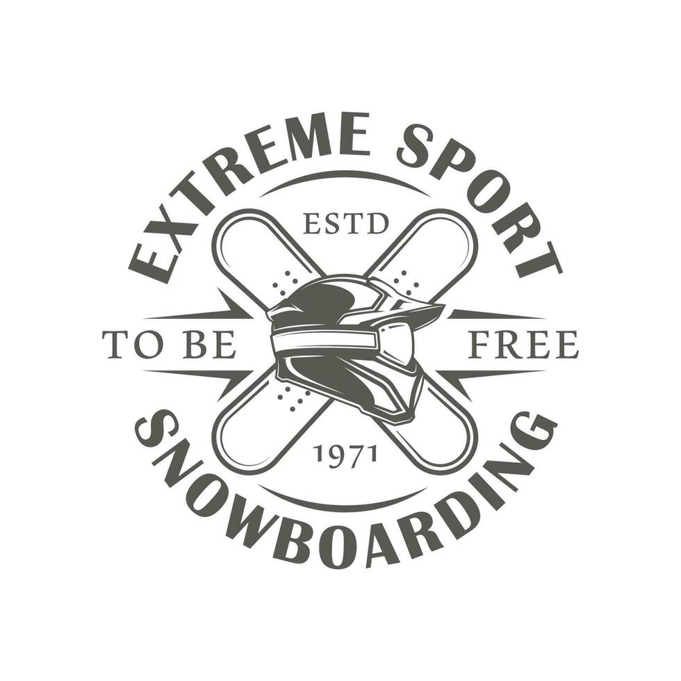 wijnoogst snowboarden etiket geïsoleerd Aan wit achtergrond vector