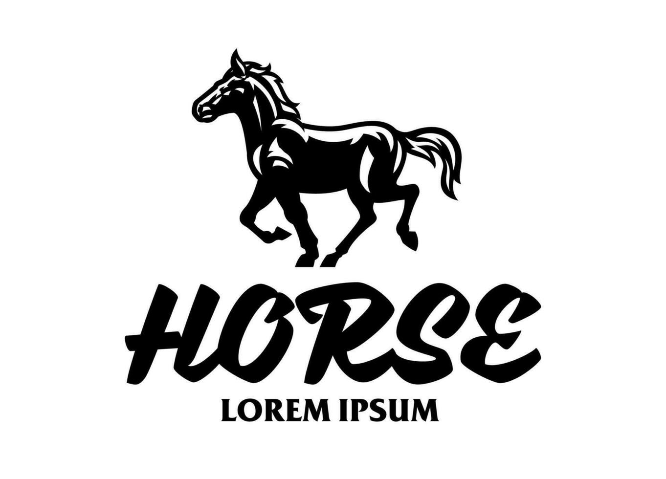 zwart en wit paard rennen logo vector