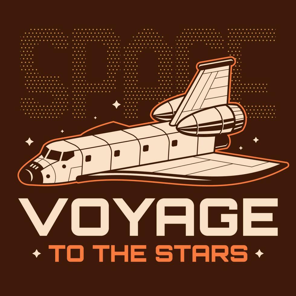 wijnoogst overhemd ontwerp van ruimte shuttle schip vector