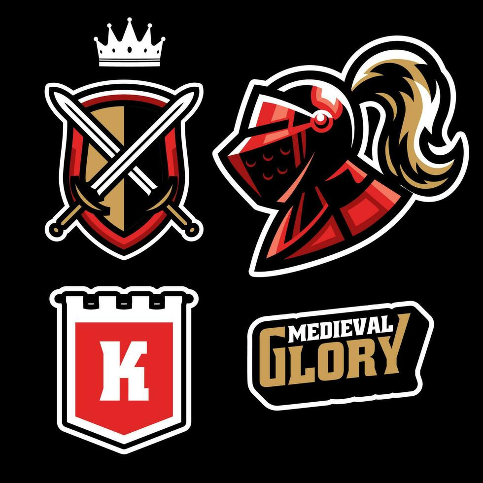 mascotte sport logo reeks van ridder krijger vector