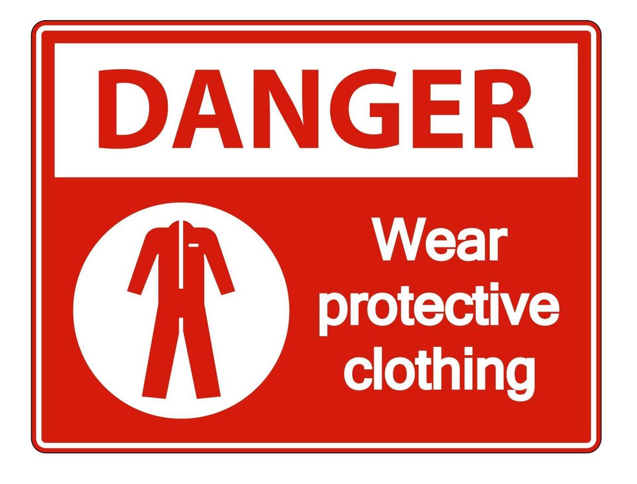 gevaar draag beschermende kleding teken op een witte achtergrond vector