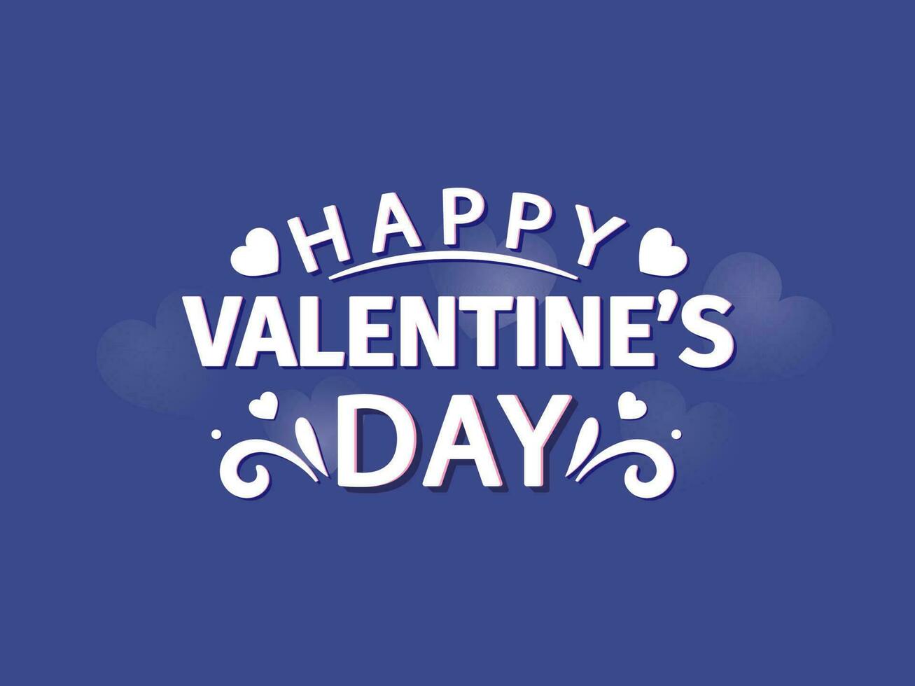 wit gelukkig Valentijnsdag dag doopvont met harten Aan blauw achtergrond. vector