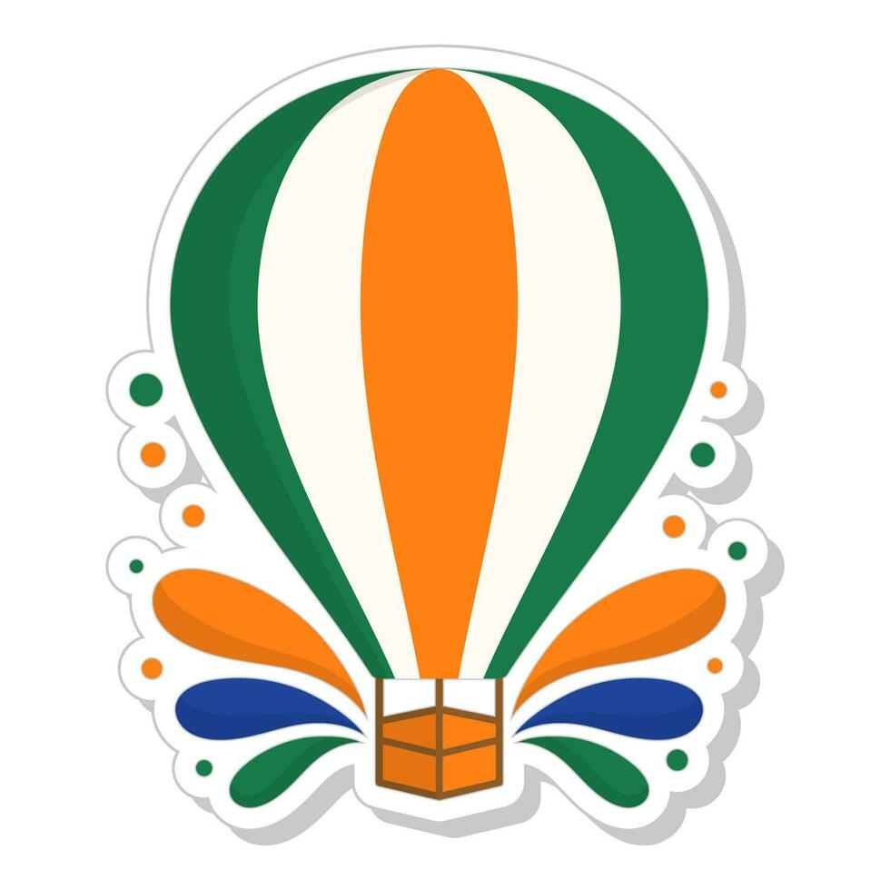 geïsoleerd heet lucht ballon sticker in Indisch vlag kleur. vector