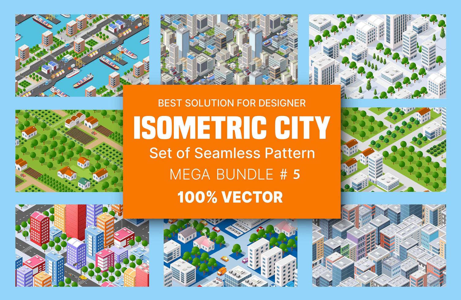 isometrische reeks blokkenmodule van gebieden van de stadsbouw en het ontwerpen van de perspectiefstad van ontwerp van de stedelijke omgeving vector