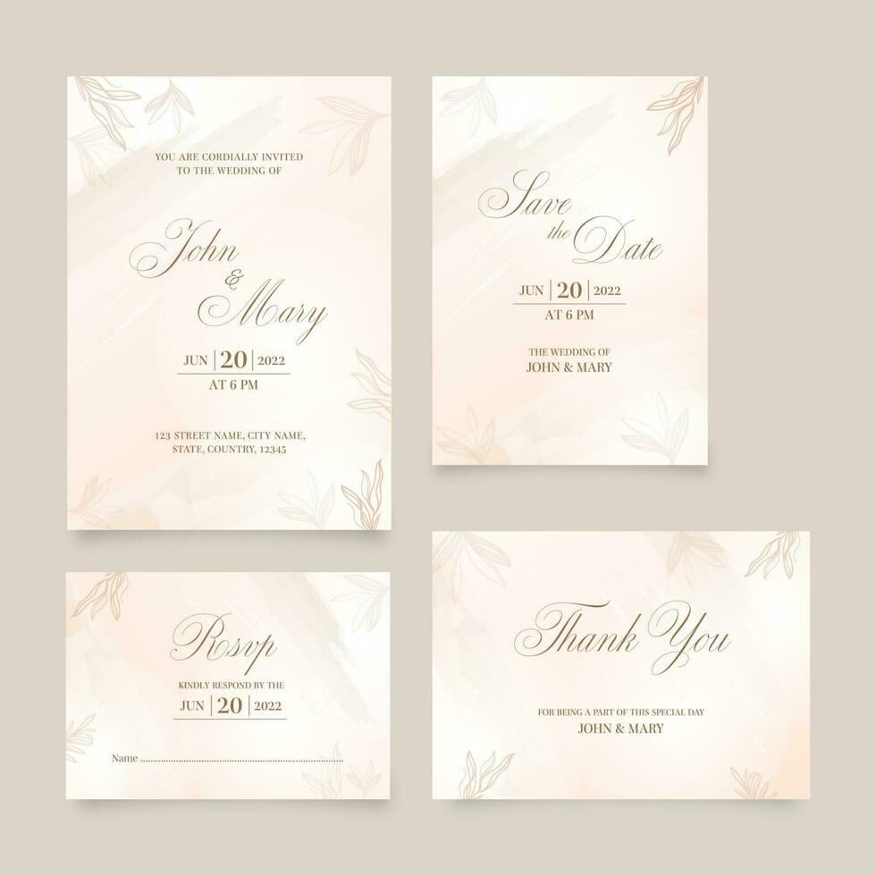 bruiloft uitnodiging kaart suite in roze kleur. vector