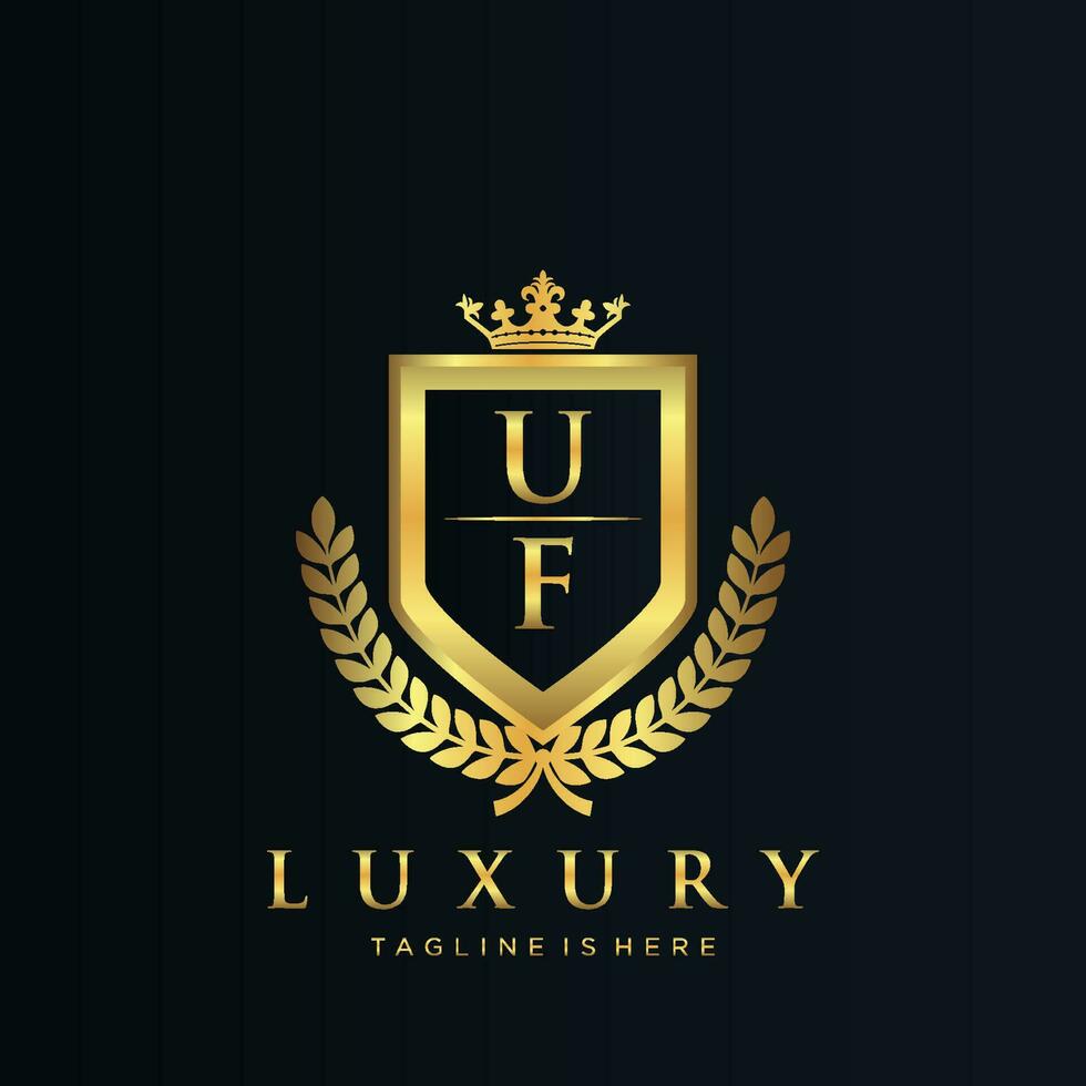 uf brief eerste met Koninklijk luxe logo sjabloon vector