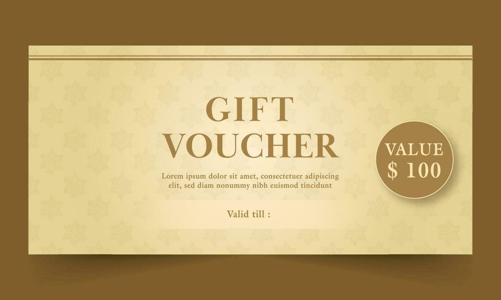 gouden geschenk tegoedbon of coupon banier ontwerp voor reclame. vector