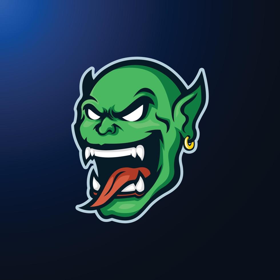 illustratie van groene goblin hoofd mascotte vector