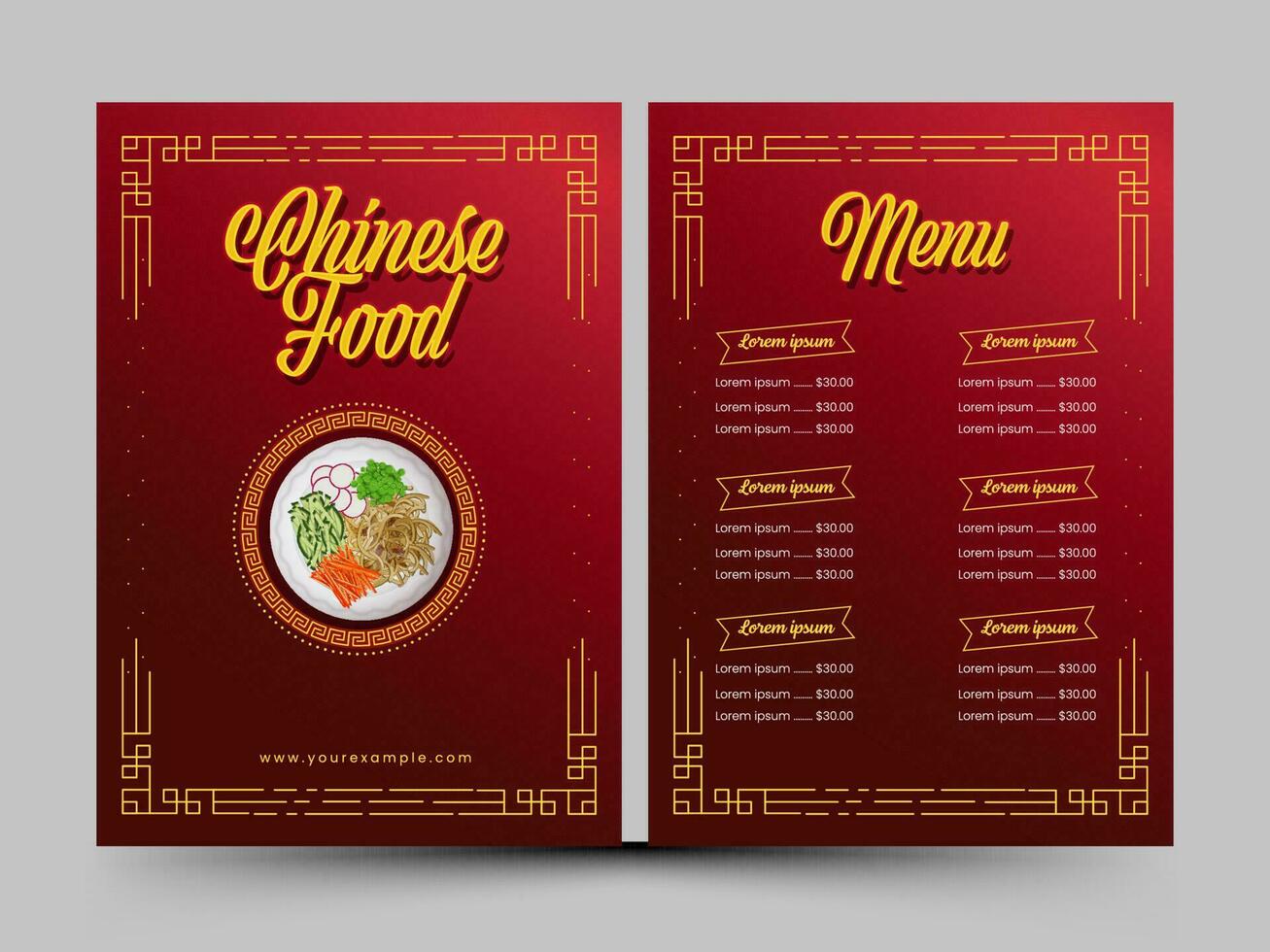 Chinese voedsel menu kaart sjabloon in rood kleur voor publiceren. vector