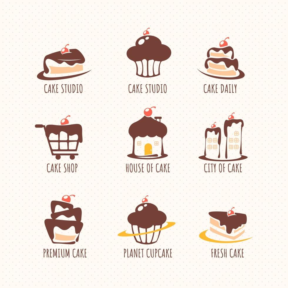 schattige cake logo set vector