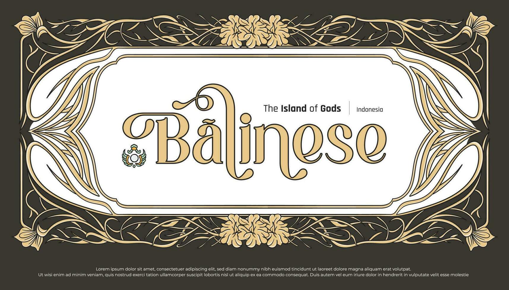 balinees typografie met grens decoratie bloem kader illustratie vector