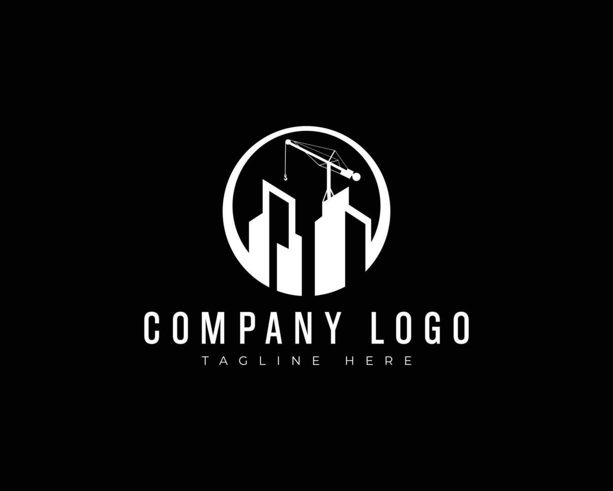 gebouw bouw, kleurrijk stad logo sjabloon met kraan concept geïsoleerd logo vector