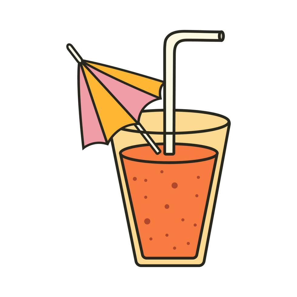cocktail sticker in y2k groovy stijl. modieus tekenfilm retro stijl vector