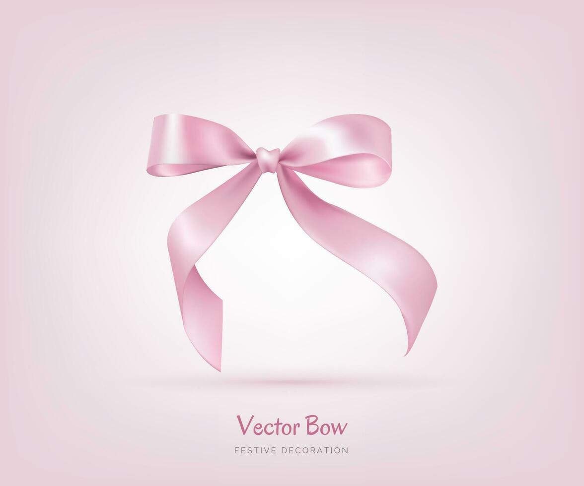 mooi vector illustratie van een roos roze boog met een knoop Aan een wit achtergrond voor jubilea, verjaardagen, moeder dag, bruiloften en andere feesten. perfect voor groet kaarten, decoraties