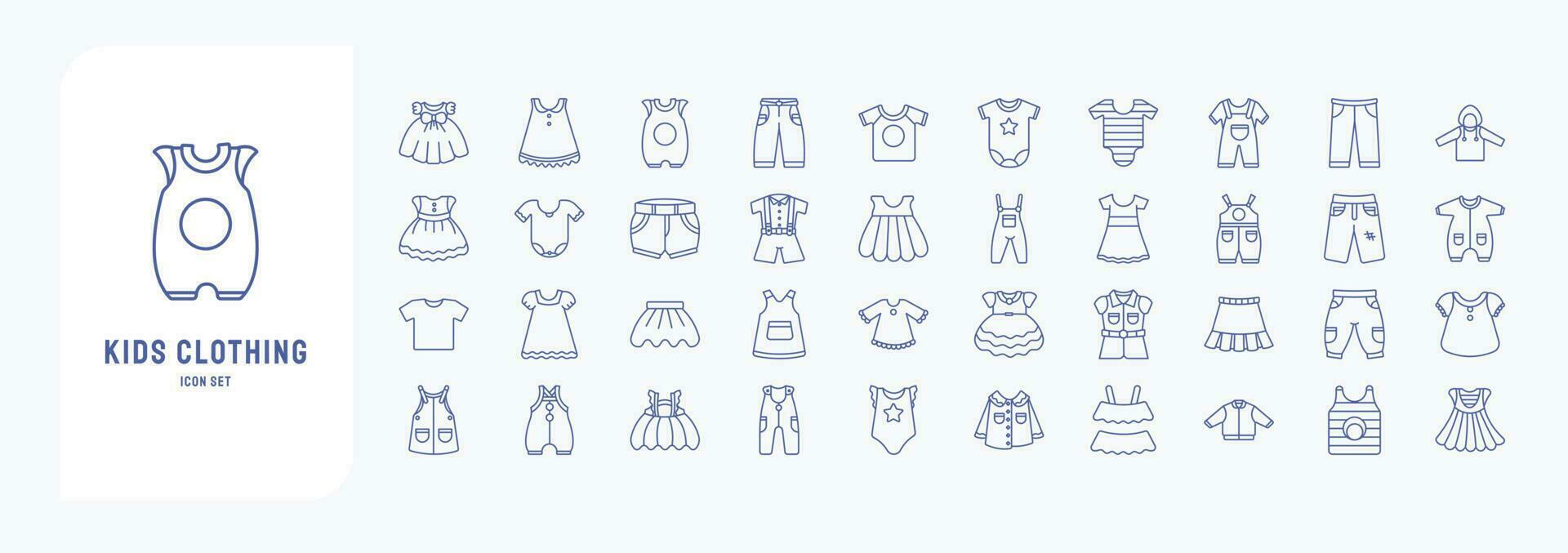kinderen kleding en jurk, inclusief pictogrammen Leuk vinden kort, broek, kort, en meer vector