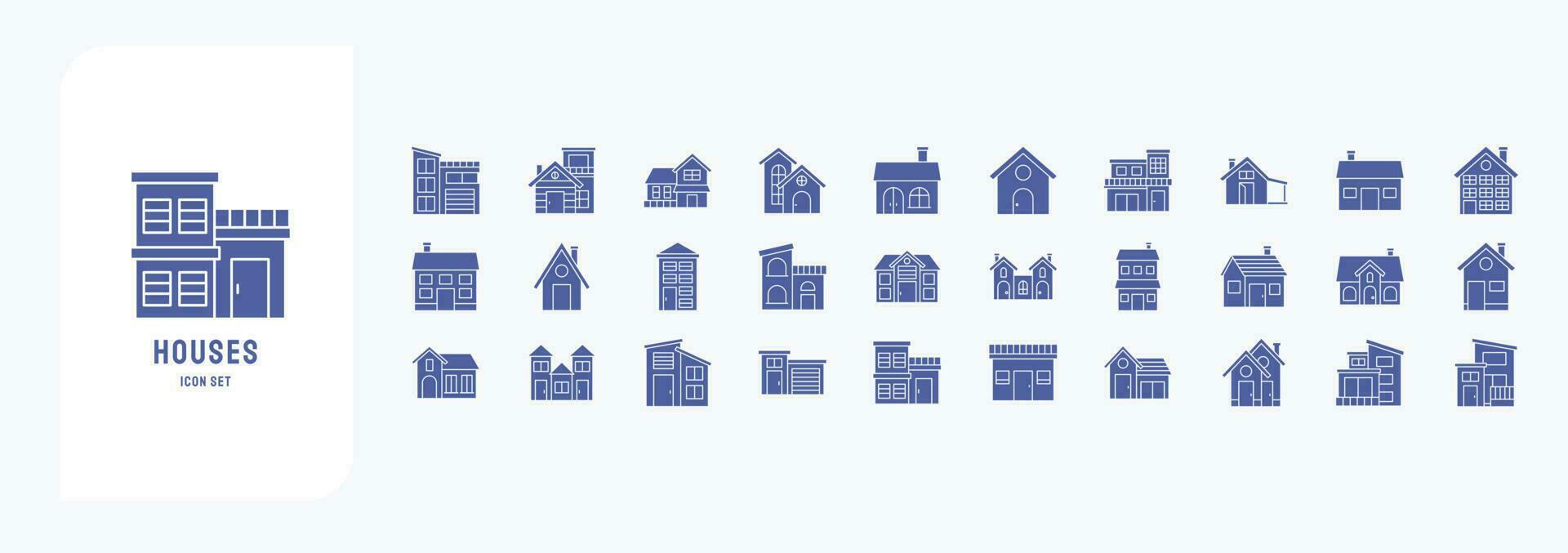 huis en huizen, inclusief pictogrammen Leuk vinden gebouw, echt landgoed, architectuur en meer vector