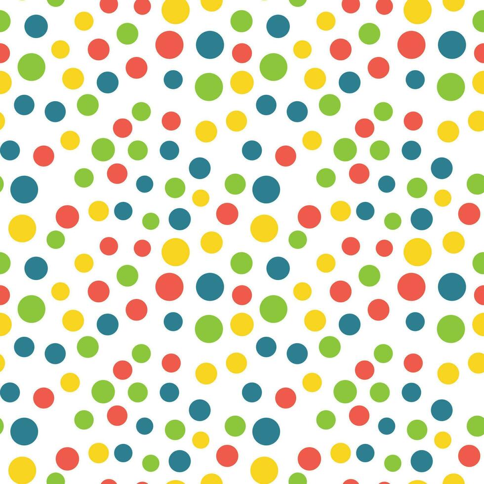 naadloos patroon met kleurrijk polka stippen. confetti Aan een wit achtergrond. feestelijk achtergrond, textiel, verpakking, vector