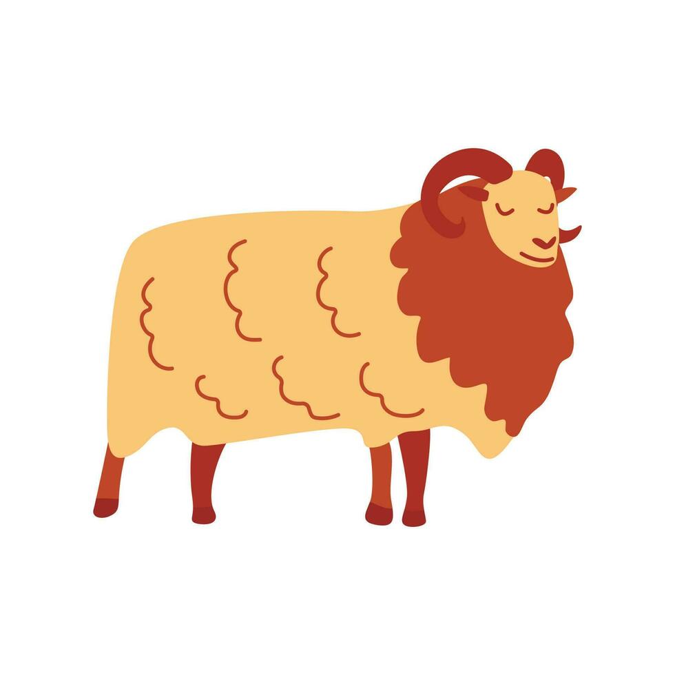 Noors schapen. pluizig dier. vector hand- getrokken