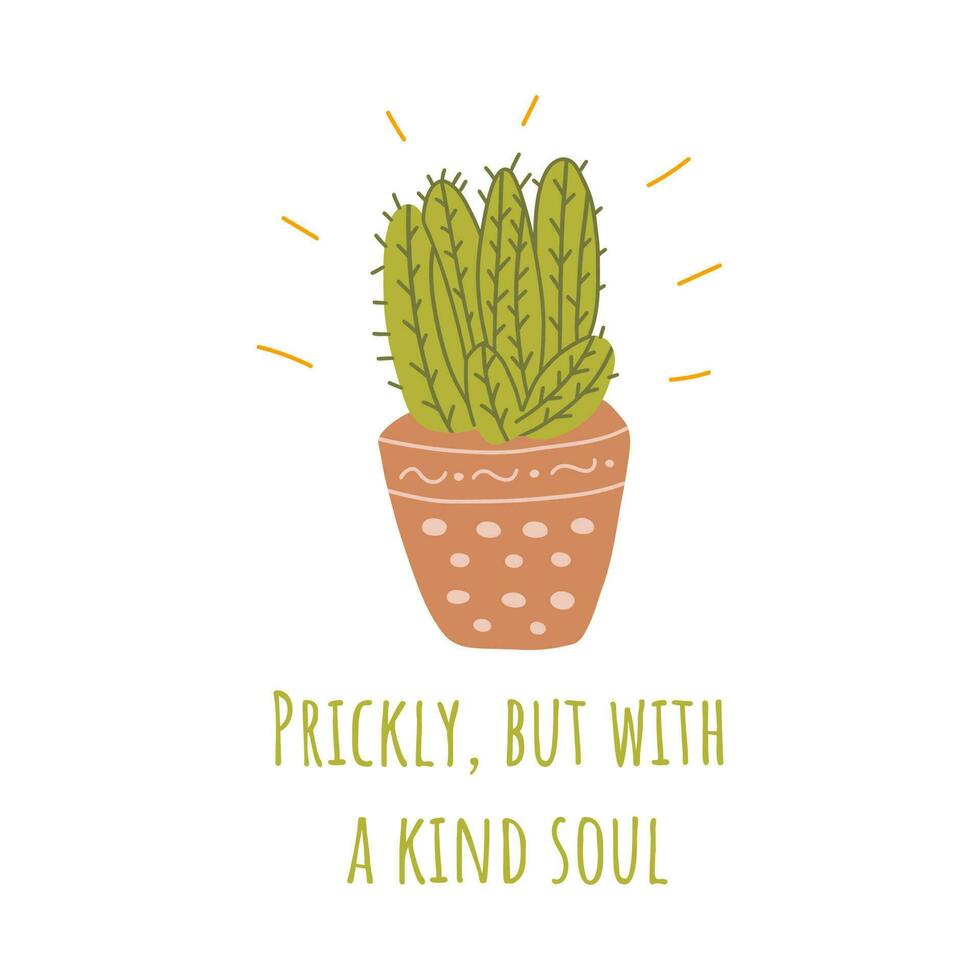 cactus in een pot. vector poster met tekst