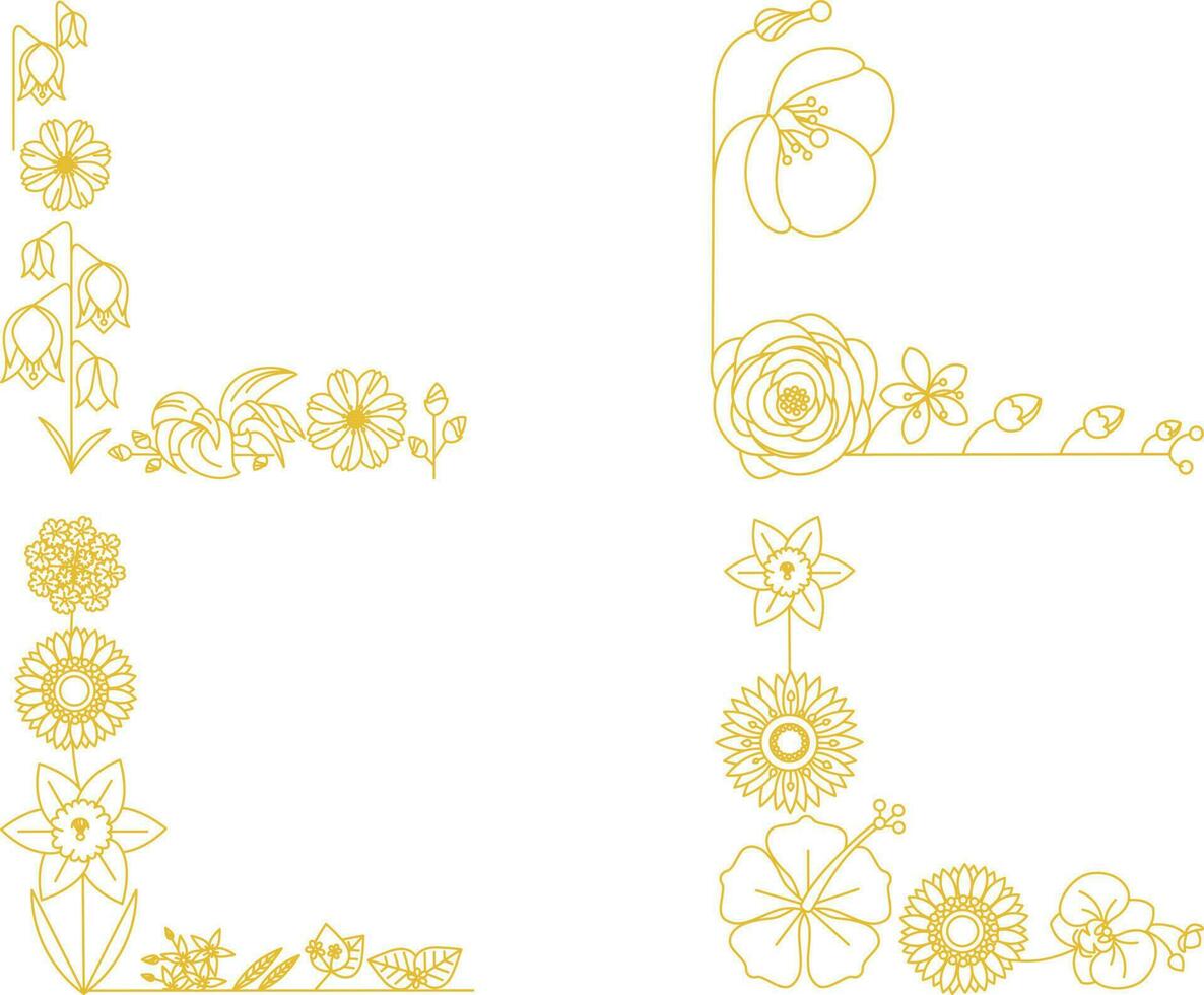 abstract achtergrond. vector reeks van hand- getrokken bloemen elementen in mono lijn stijl Aan wit achtergrond.