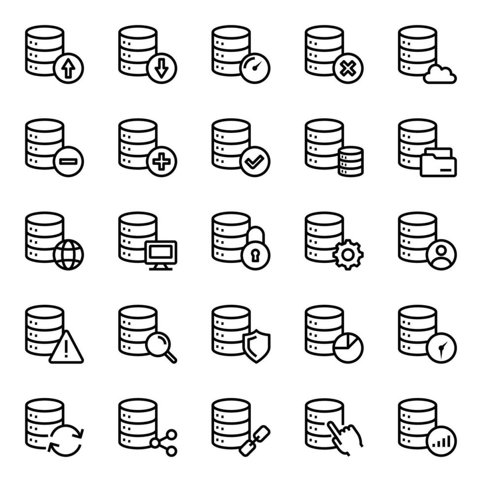 schets pictogrammen voor databank server. vector