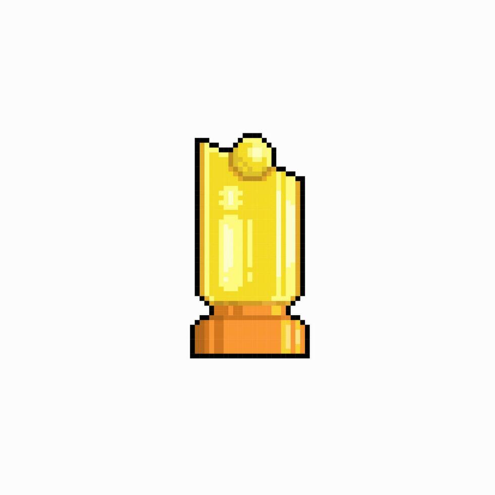 gouden trofee prijs in pixel kunst stijl vector