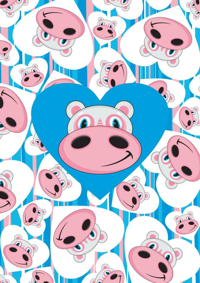 schattig tekenfilm Valentijn liefde nijlpaard dier patroon vector