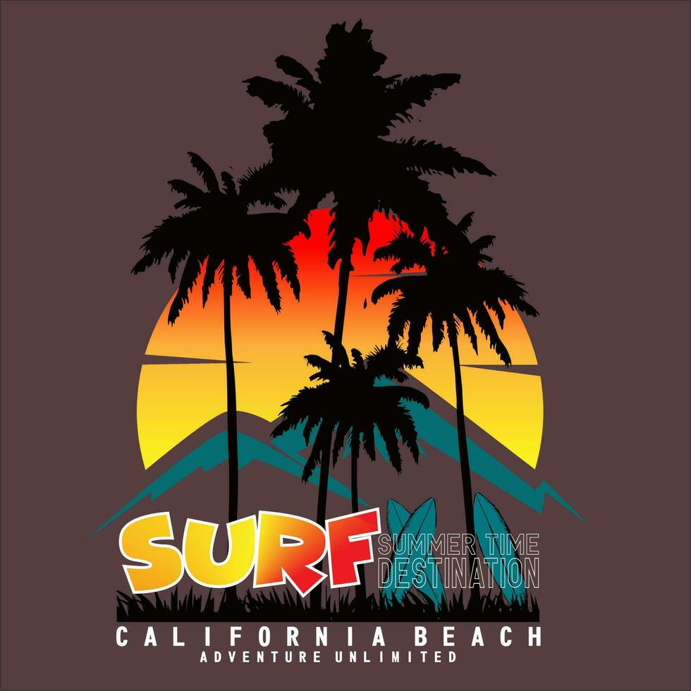 surfen Californië strand vector illustratie ontwerp