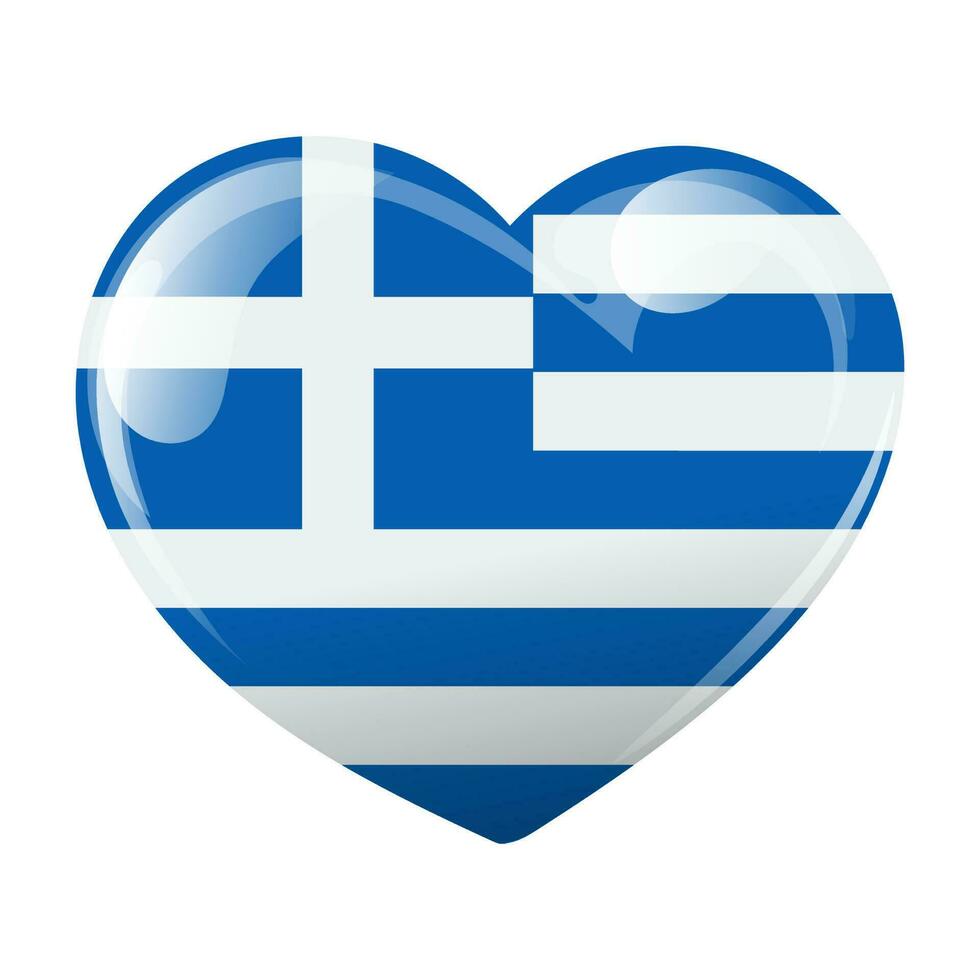 vlag van Griekenland in de vorm van een hart. hart met de vlag van Griekenland. 3d illustratie, vector
