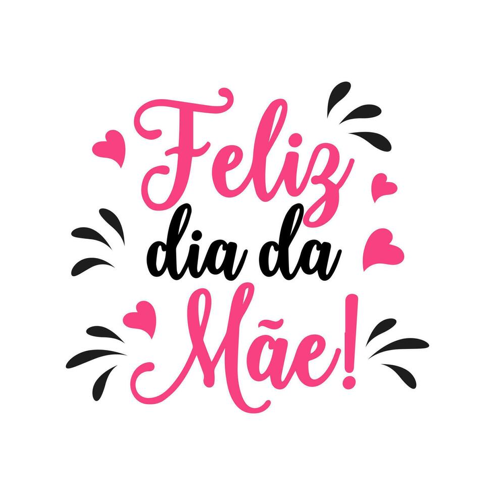 poster met feliz dia Doen mai belettering. feestelijk opschrift in Portugees. ansichtkaart gelukkig moeder dag, gefeliciteerd, vector