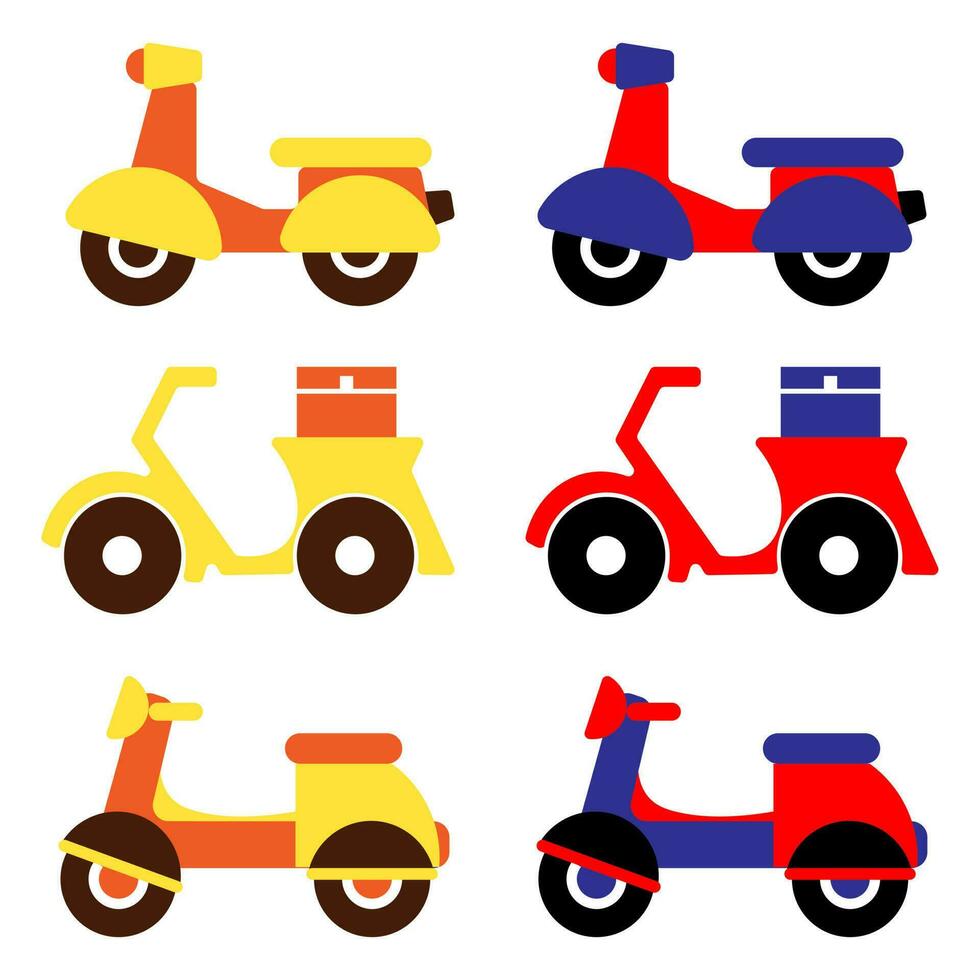 reeks van scooters, vervoer. pictogrammen in vlak stijl, vector
